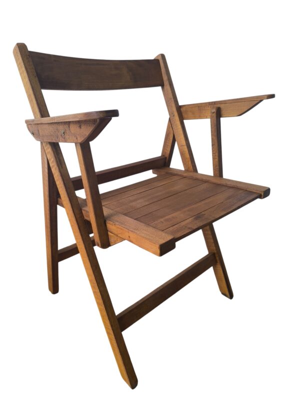 Silla Plegable de Madera Dura con apoyabrazos – Interior y Exterior - Barnizada - Rusticas