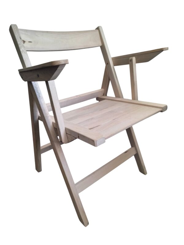Silla Plegable de Madera Dura con apoyabrazos – Interior y Exterior - En Crudo Sin Barnizar - Rusticas