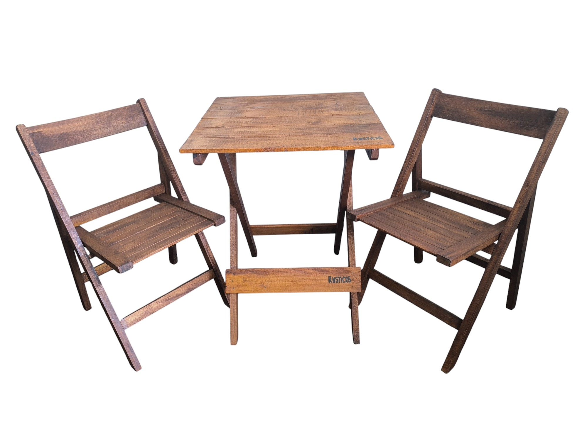 Combo 2: Mesa 60 + 2 sillas estilo italiana Barnizadas