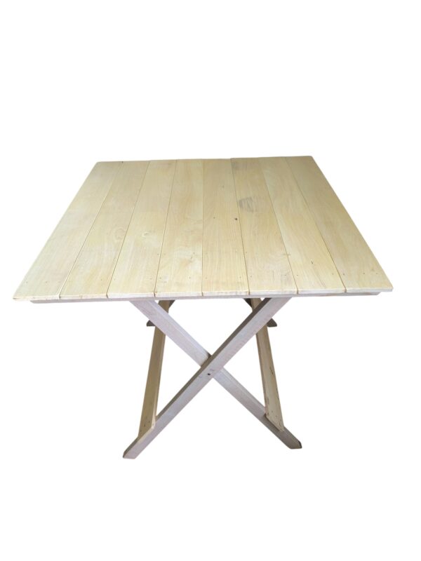 Mesa Plegable de Madera Dura 70x70cm - Ideal Cafés y Bares – Interior y Exterior - En Crudo Sin Barnizar - Rusticas