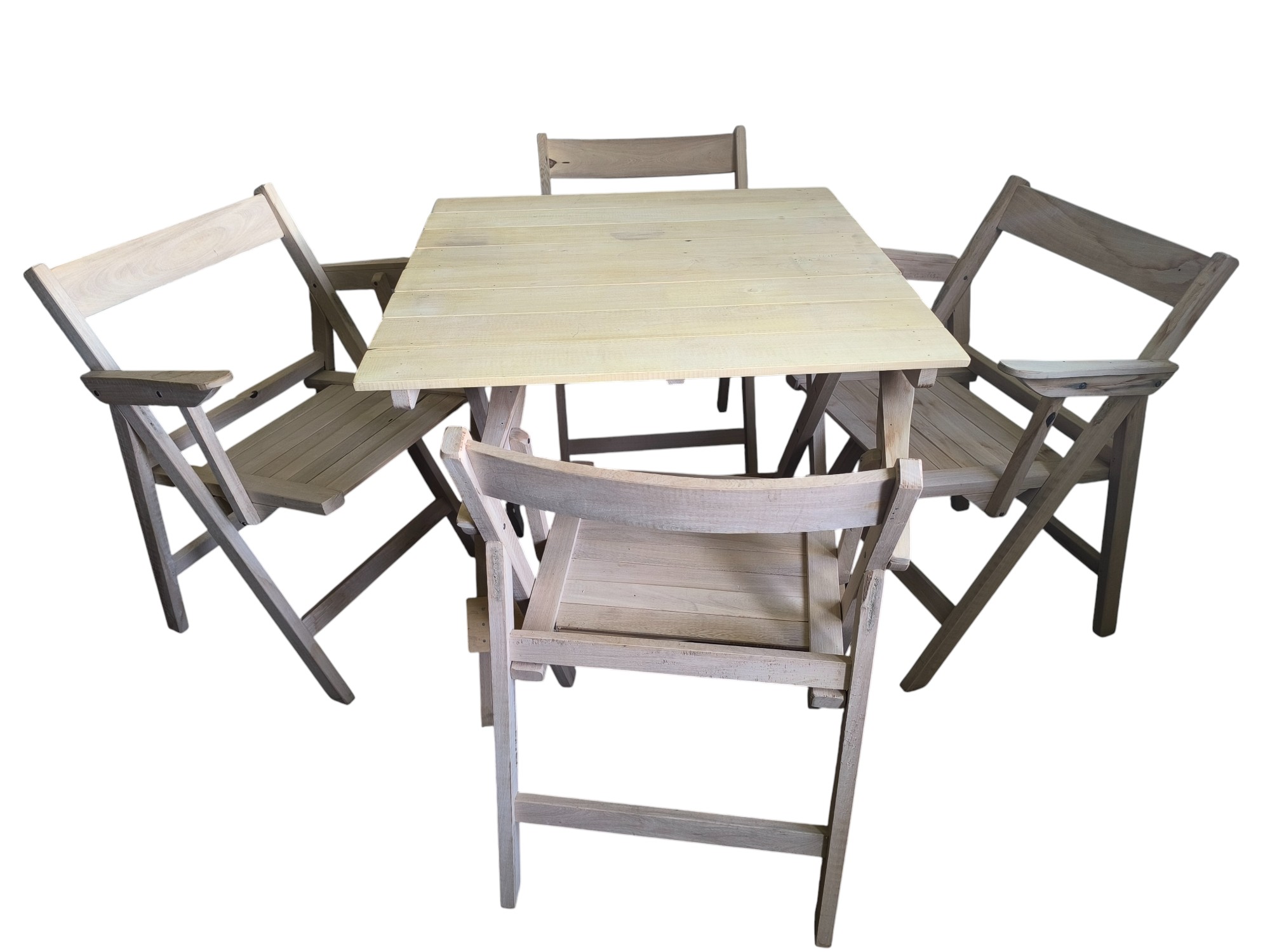 Silla Plegable de Madera Dura con apoyabrazos – Interior y Exterior - En Crudo Sin Barnizar - Rusticas - Imagen 5