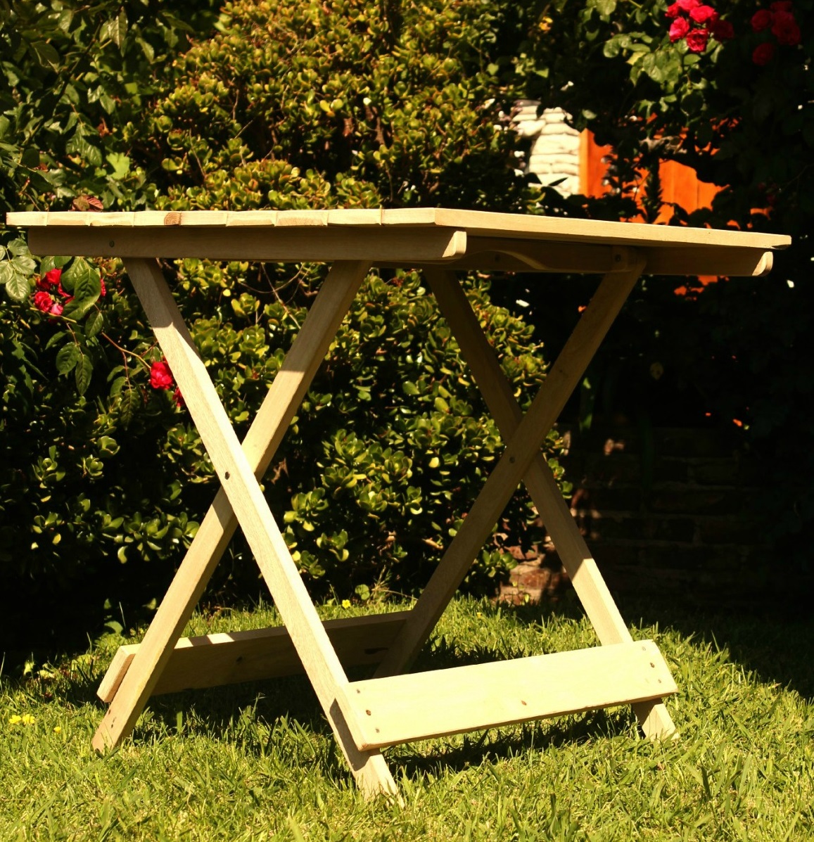 Mesa Plegable de Madera Dura 80x80cm - Ideal Restaurantes y Bares – Interior y Exterior - En Crudo Sin Barnizar - Rusticas - Imagen 8