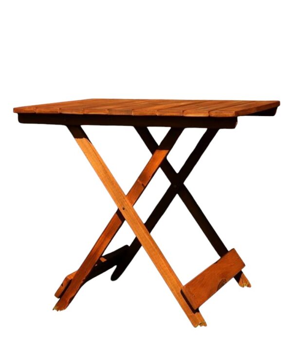 Mesa Plegable de Madera Dura 60x60cm  – Interior y Exterior - Barnizada - Rusticas