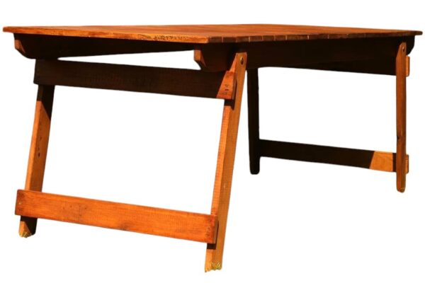 Mesa Plegable de Madera Dura 250x80cm Para 10 personas - Ideal Quincho – Interior y Exterior - Barnizada - Rusticas